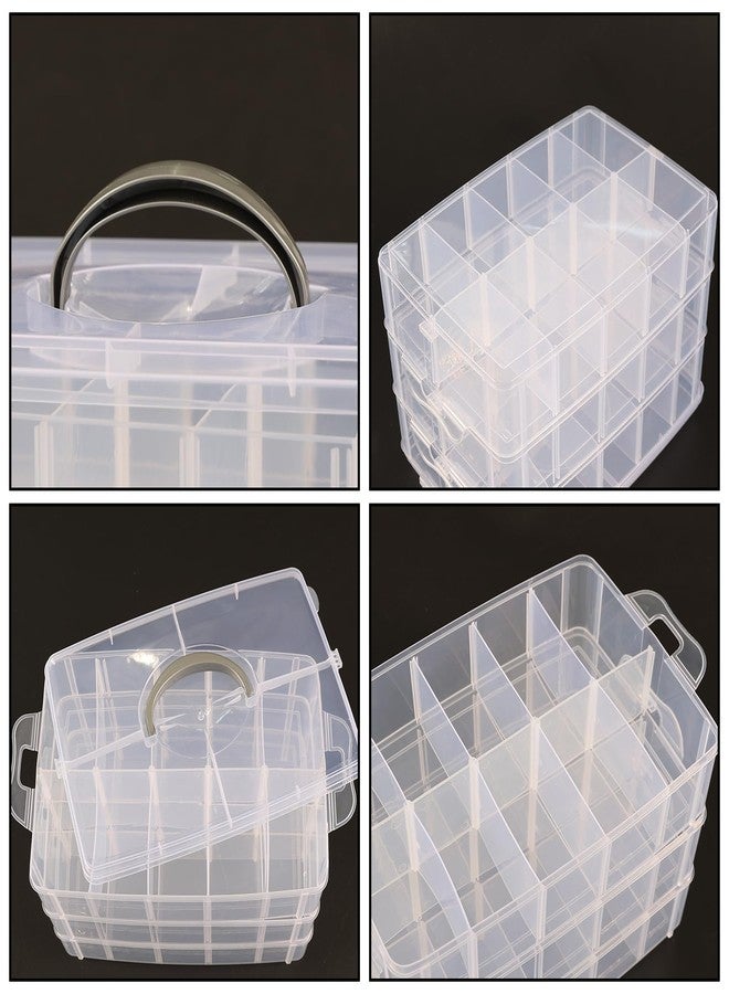 Yesdate 3-Tier Stackable Storage Container Box with Dividers-30 Compartments, Bead Organizers with Latch Lid for Art Craft Storage, Washi Tape, Ornaments, Jewelry, Beauty & Sewing Supplies - Image 3